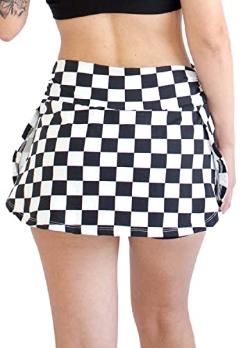 Short Saia Fitness Estampa Quadriculada