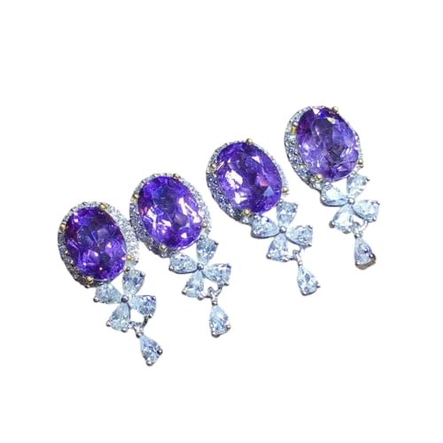 New 2026 Unisex 925 Silver Jewelry Natural Amethyst Earrings Fine Accessories For Wedding Party Herfriend&wife Gift Decoration Luxury With You Trendy Best For Women And Men