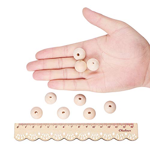 image for PH PandaHall Wooden Beads, 50Pcs 20mm (4/5 Inch) Natural Unfinished Wo