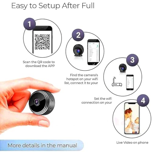 Image of WiFi Spy Camera 360 Security Camera for Home Outdoor High HD Spy Magnet Mini Spy WiFi Magnetic Live Stream Night Vision IP Wireless 1080P Audio Video Hidden CCTV Magne (1)