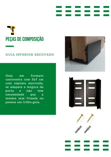 Kit p/Porta Celeiro 2 Roldanas Aparente - Tubular 1,30 M - Preto - Al-Fer