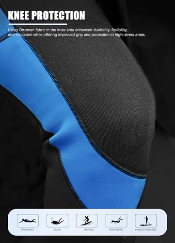 Image of Hevto Men Wetsuit 3 /2mm Neoprene Front Zipper for Surfing Diving | 16 Size Options with Regular Short and Tall Fits Wet Suit in Cold Water for Swimming Snorkeling Kayaking and SUP