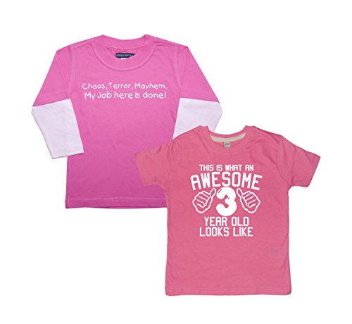 Juego de camiseta rosa infantil Edward Sinclair con mangas a rayas 3 años