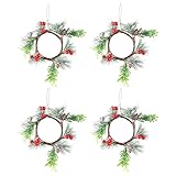 4 anillos de vela de Navidad, bayas rojas y...