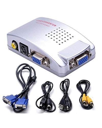 Zikvik High Resolution VGA to Video TV AV Composite RCA S-Video Conversion Converter Box Adapter for Computer Laptop PC MAC Monitor to TV Projector Pal/Ntsc