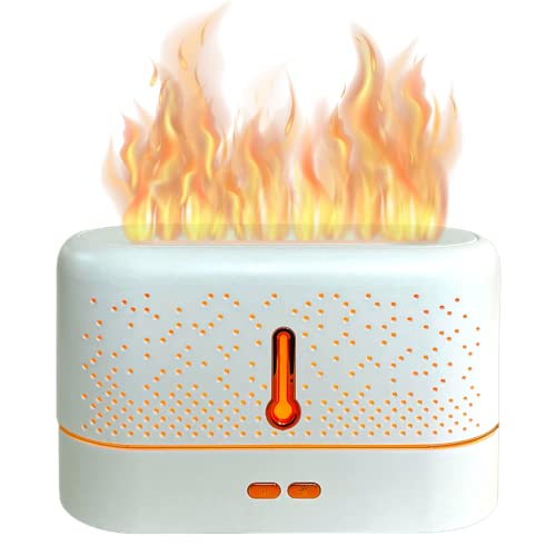 Flame Diffuser for Essential Oils, Super Quiet Air Humidifier Aromatherapy Diffuser with Waterless Auto Shut-Off Protection & 7 Flame Changing Colors, Noiseless & Portable for Home, Office, Yoga