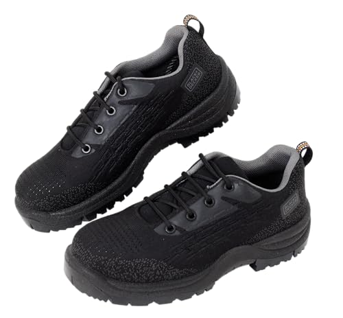 Image of BLACK+DECKER Flyknit Black & Grey Sporty Design Safety Shoes for Men | Antistatic, Antislip & Lightweight | Single Density | Fiber Toe | BXWB0187IN-FN | Size-06