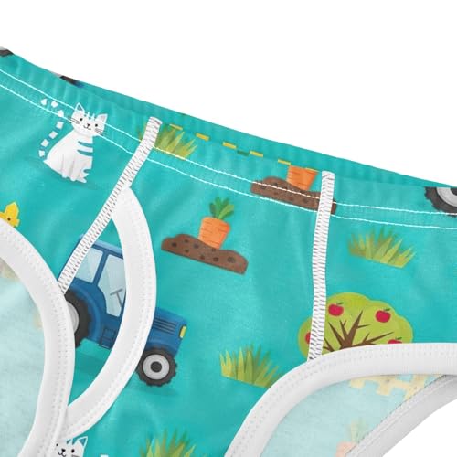 CHIFIGNO Boys' Underwear Cute Blue Tractors Green Kids Boys Briefs Soft Cotton Underwear Briefs4