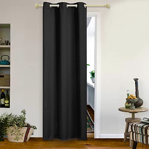 MYSKY HOME Solid Black Door Curtain Blackout Colset Curtains for