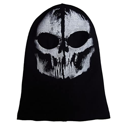 COD Ghost Mask Skull Balaclava MW2 Skeleton Costume Full Head Ski Snood Mask Knitted Windproof Warmer Headwear for Bike Skateboard Motorcycle Snowboard Outdoor Sport, Black01 - Image 3
