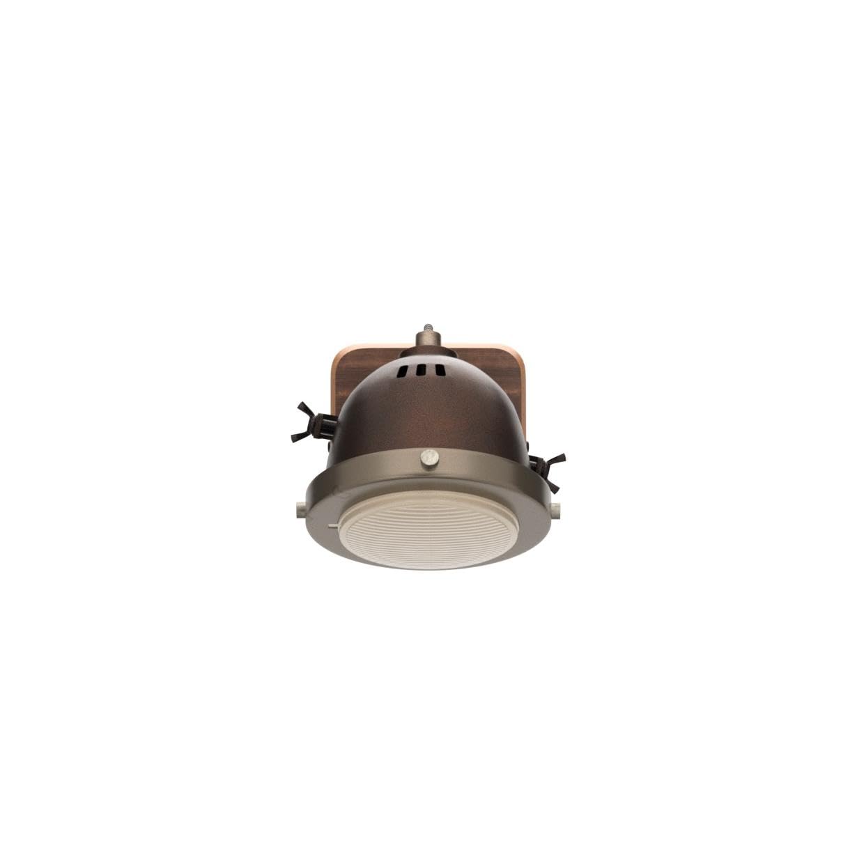 Lightbox rustikaler Wandstrahler mit ausgefallenem Retro Design | 12 x 12cm | Stylischer Wandspot für schönes Flair im Eingangsbereich | Material: Metall/Kiefernholz | Farbe: Braun/Stahlfarben