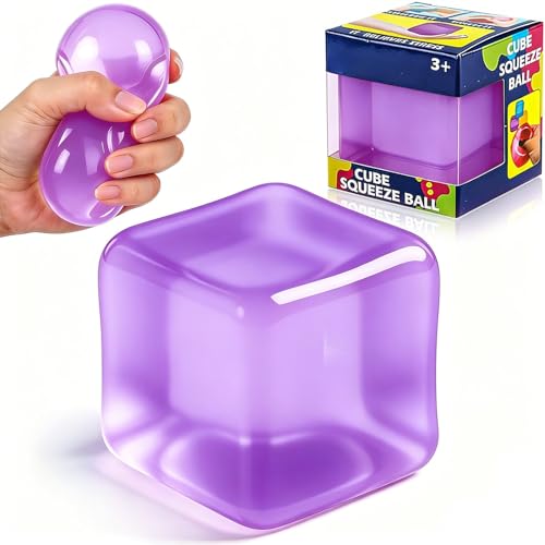 Ice Cube Squishy Squeeze Toy：Stress Relief Sensory Fidget Toys for Men Women Adults Teens, Soft Maltose Water Cube Squeeze Toy for Anxiety ADHD, Cool Jelly Stress Ball, Party Favors Goodie Bag Fillers