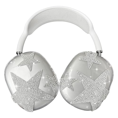 SCJLSDA Schutzhülle für AirPods Max, glitzernde Strasssteine, Sterne, transparent, funkelnd, weiche Hülle für Damen, Schutzhülle für Airpod Max Ohrenschutz, niedlich