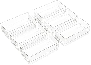 Gatton Design Desk Drawer Organiser Clear Plastic Trays | Set of 6 | Storage Organizer & Dividers | Organise Makeup, Toiletries & Stationary | Anti-Slip Feet & Stackable | (6x3x2in/15.2x7.6x5.1cm)
