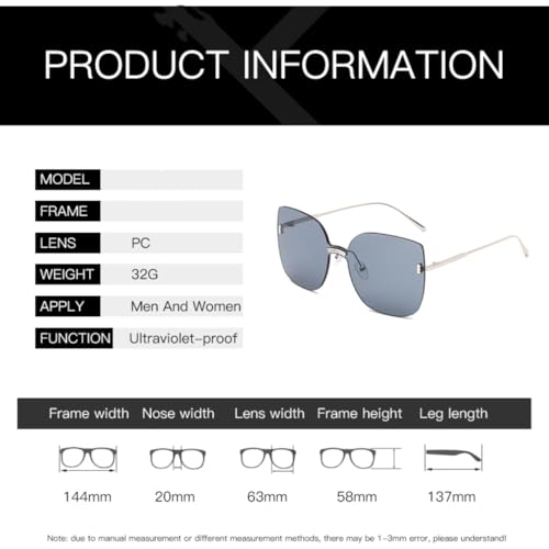 Lunettes de soleil œil de chat sans monture légères anti éblouissement