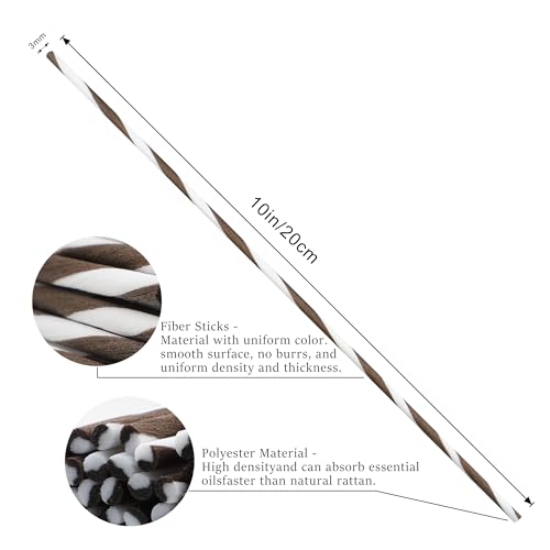 VFULIE 100PCS Reed Diffuser Sticks, 10 Inch Natural Rattan Wood Sticks Essential Oil Aroma Diffuser Sticks Refill Replacement for Aroma Fragrance (Spiral in Brown and White)