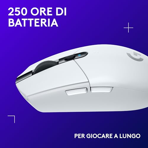 G305 Lightspeed Mouse Gaming Wireless, Sensore 12K Hero, 12.000 DPI, Design Leggero, 6 Pulsanti Programmabili, Batteria 250 Ore, Memoria Integrata, PC/Laptop - Bianco - Mouse gaming - Immagine 3