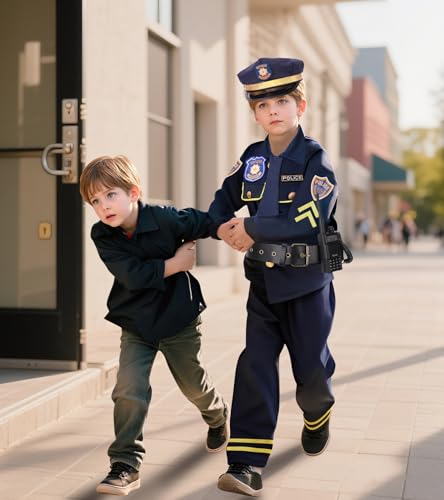 Disfraz de policía para niños con gorra luminosa XL miniatura 5