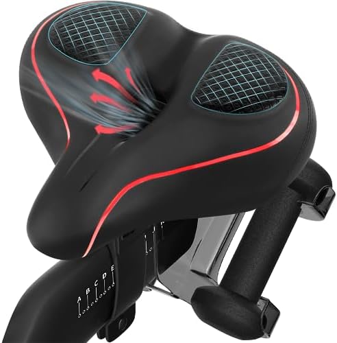 Peloton Compatible Oversized Extra Wide Comfort Bike Saddle for Women & Men, Exercise Bike Seat Replacement for Road, Spin, and Cruiser Bikes
