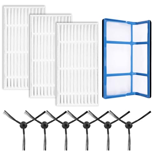 KEEPOW Ersatzteile Zubehör Kompatibel mit ILIFE V3 V3s V5 V5s V5s pro Saugroboter, Packung mit 1 Primärfilter, 3 Filters, 6 Seitenbürsten,für ZACO V5sPro und V5x Saugroboter