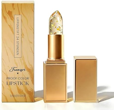 Gold Foil pH Adjusting Colour Changing Lipstick - Long Lasting 24H Transferproof Hydrating & Nourishing Formula That Brightens Lip Colour with a Shiny Finish, 3.5g Portable Tube for Mature Women (1PC)