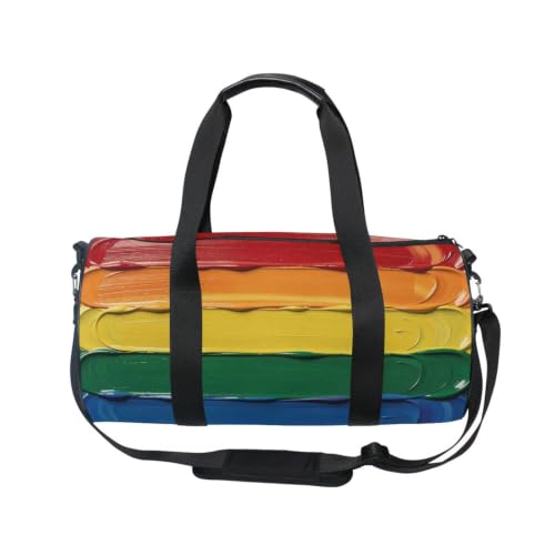 Bolsa de deporte redonda con bandera del arcoíris y compartimento interior de lona 2