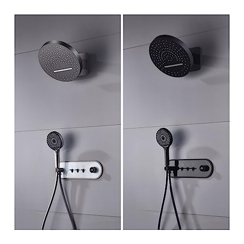 Ensemble de mitigeur de douche thermostatique noir et blanc avec affichage - 8