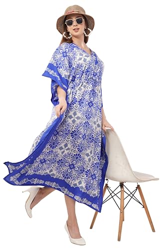 Art Of Creation Kaftan Dress Maxi Style Casual Kaftan Dressess for Women V-Neck 3/4 Sleeve Top Printed Free Size Gown3