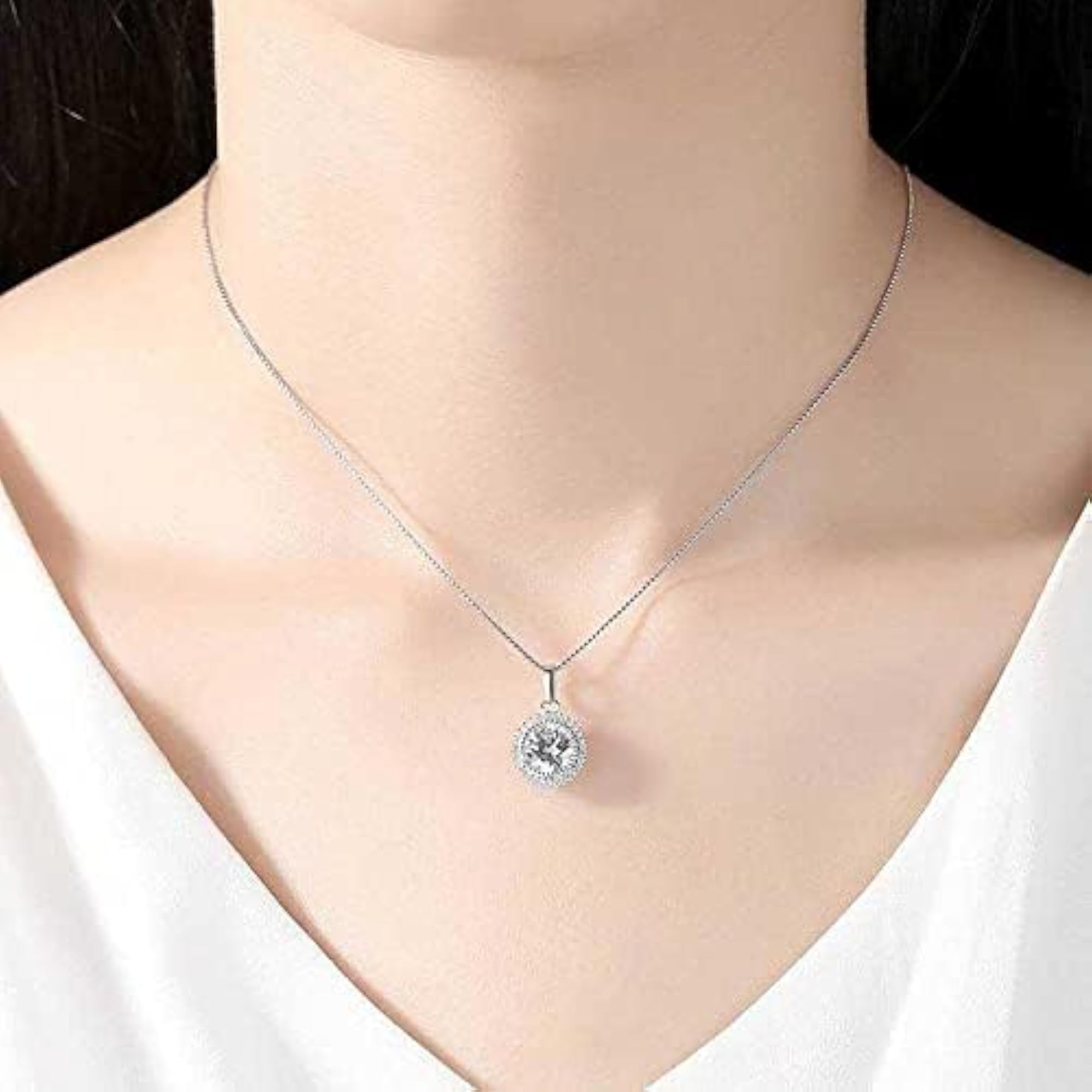 Bling Queen CZ Crystal Pendant and Box Chain Necklace