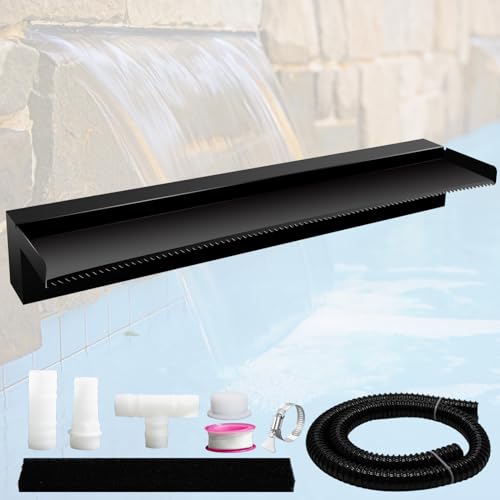 Pamopamo Pond Waterfall Spillway Pool Fountain Water Feature, Black Stainless