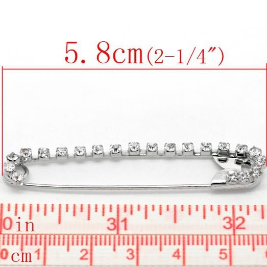 Agrafka, 58×12mm 50 szt. Duża agrafka, prosta biała inkrustowana K(30pcs)