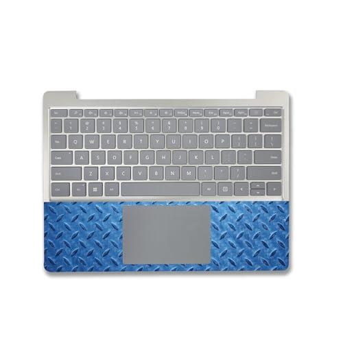 Image of MightySkins Carbon Fiber Skin Compatible with Microsoft Surface Laptop Go 3 (2023) Full Wrap Kit - Blue Gridiron | Protective, Durable Textured Carbon Fiber Finish | Made in The USA