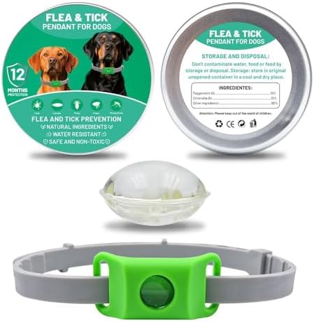 Collar Repelente de Insectos, Repelente de Pulgas para Perros, Collares Anticarrapatas para Perros, Antipulgas para Perros, Antipulgas Perros, Garrapatas y Mosquitos, 12 Meses Protección (Verde)