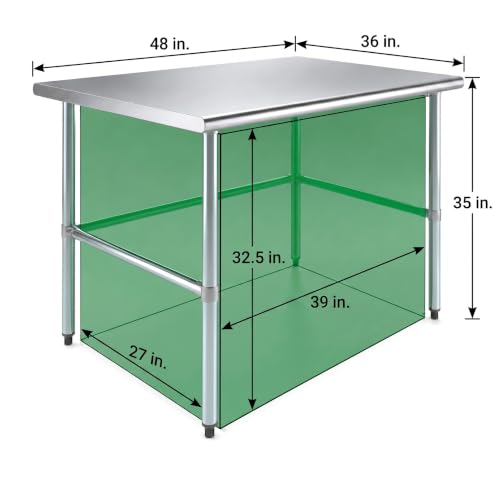 Image of AmGood Stainless Steel Work Table | Metal Utility Table (48 inch Long x 36 inch Deep)