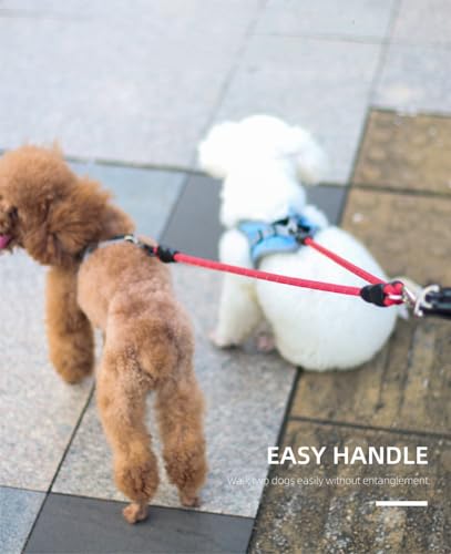 Mystercome Double Dog Leash 2 Way Coupler Anti Chew Dog Leash Extension Splitter Lead for 2 Small Dogs Walking (60cm) - Thumbnail 7