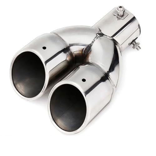 Silenziatore Terminale 63mm Universal Car Muffler Tubo Di Scarico Doppia Uscita Acciaio Inox Cromato Argento Punta Finale Rivestimento Gola Coda Modificato