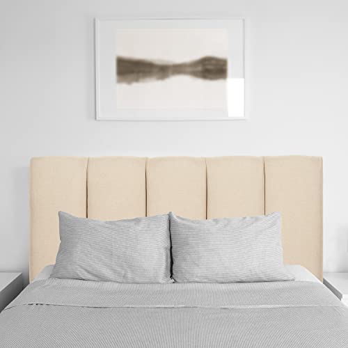 Corliving Helena Channel Tufted Cream Velvet Headboard - Twin/Single #TOP3