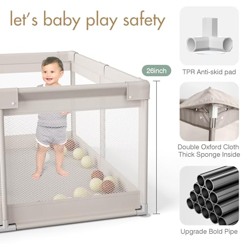 Image of Baby Playpen,Playpen for Babies and Toddlers, Play Pen for Kids, Play Pen for Babies and Toddlers (47 * 47 inch playpen Without mat)