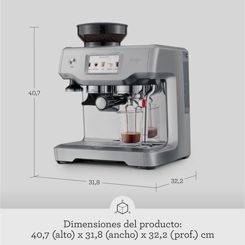 Sage - The Barista Touch -Cafetera Profesional con Pantalla Táctil, Molinillo Incorporado y Espumador de Leche -Prensador Extraíble, 5 Preajustes - Máquina de Café Espress - Acero Inoxidable Cepillado - imagen 6
