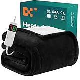 BOMOVA Heizdecke Wärmedecke mit Abschaltautomatik,Kuscheldecke flauschig Weihnachten,10 Heizstufen & 5-Stunden-Timer,Geschenke für Frauen,Weihnachtsdeko für Bett Couchdecke,130x180cm,Schwarz