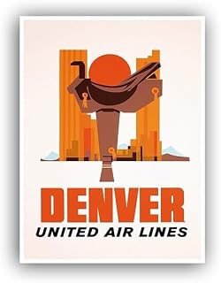 Vintage Travel Posters – Home Decor Bathroom Living Room Posters Aesthetic Boho Denver Print Colorado Art United Airlines Travel Poster