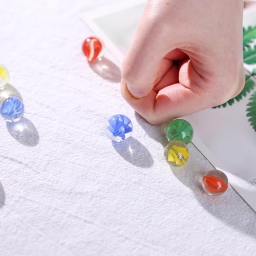 HAKACC 105 Stück Glasmurmeln,14mm Kleine Bunte Murmeln für Murmelspiel, Kinder und Haus Dekoration