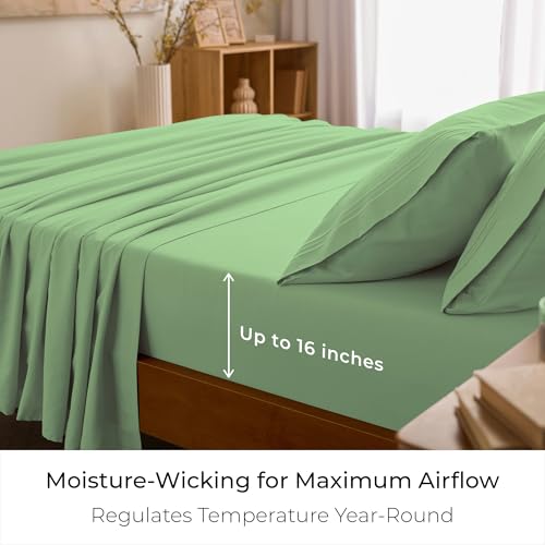 Image of Mellanni Full Sheets Set - 4 PC Iconic Collection Bedding | Hotel Luxury, Extra Soft, Cooling Bed Sheets - Wrinkle, Fade, Stain Resistant (Full, Pistachio)