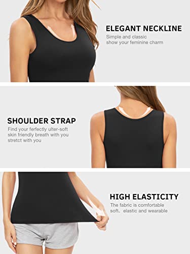 Image of Air Curvey 4 Pack Tank Top for Women Basic Undershirt Tanks Sleeveless Casual Shirts Soft Seamless Layering Tops