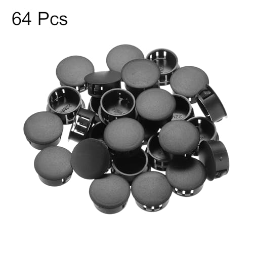Image of MECCANIXITY 64PCS 19mm Black Nylon Plastic Hole Plugs, Flush Type Panel Hole Plugs Insert End Caps