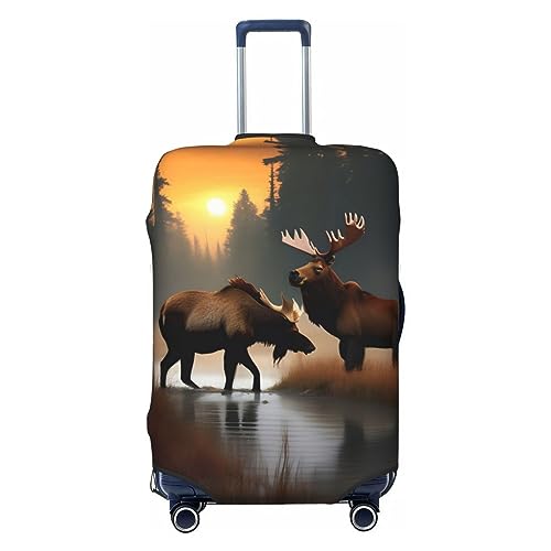 Housse valise motif cerf ours élan protection bagage noir lavable EdWal L