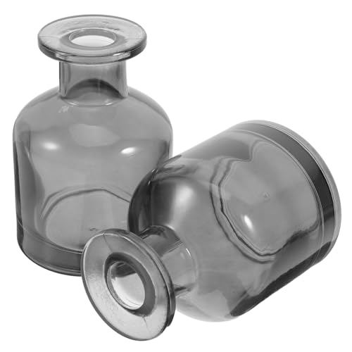 Gadpiparty Butelki z dyfuzorem ze szkła, 2 sztuki, cylindryczne pojemniki do aromaterapii, 150 ml, do domu, biura i samochodu, szare
