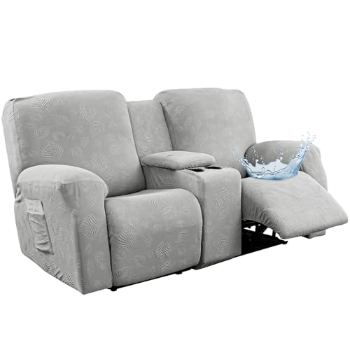 Gennia Waterproof Recliner Sofa Cover Console Loveseat 2-Seat (Light Gray)