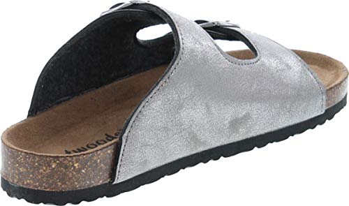 Pierre Dumas Outwoods Bork-46 Women's Vegan Two Strap Buckle Sandals,Pewter,64