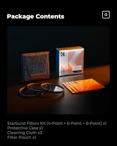 K&F CONCEPT 77mm Star Filters Kit (3 PCS) 4 Points 6 Points 8 Points Cross Screen Starburst Filters Set -18 Layer Coating Ultra Slim Optical Glass Camera Lens Filter with 3 Cleaning Cloth - Thumbnail 7